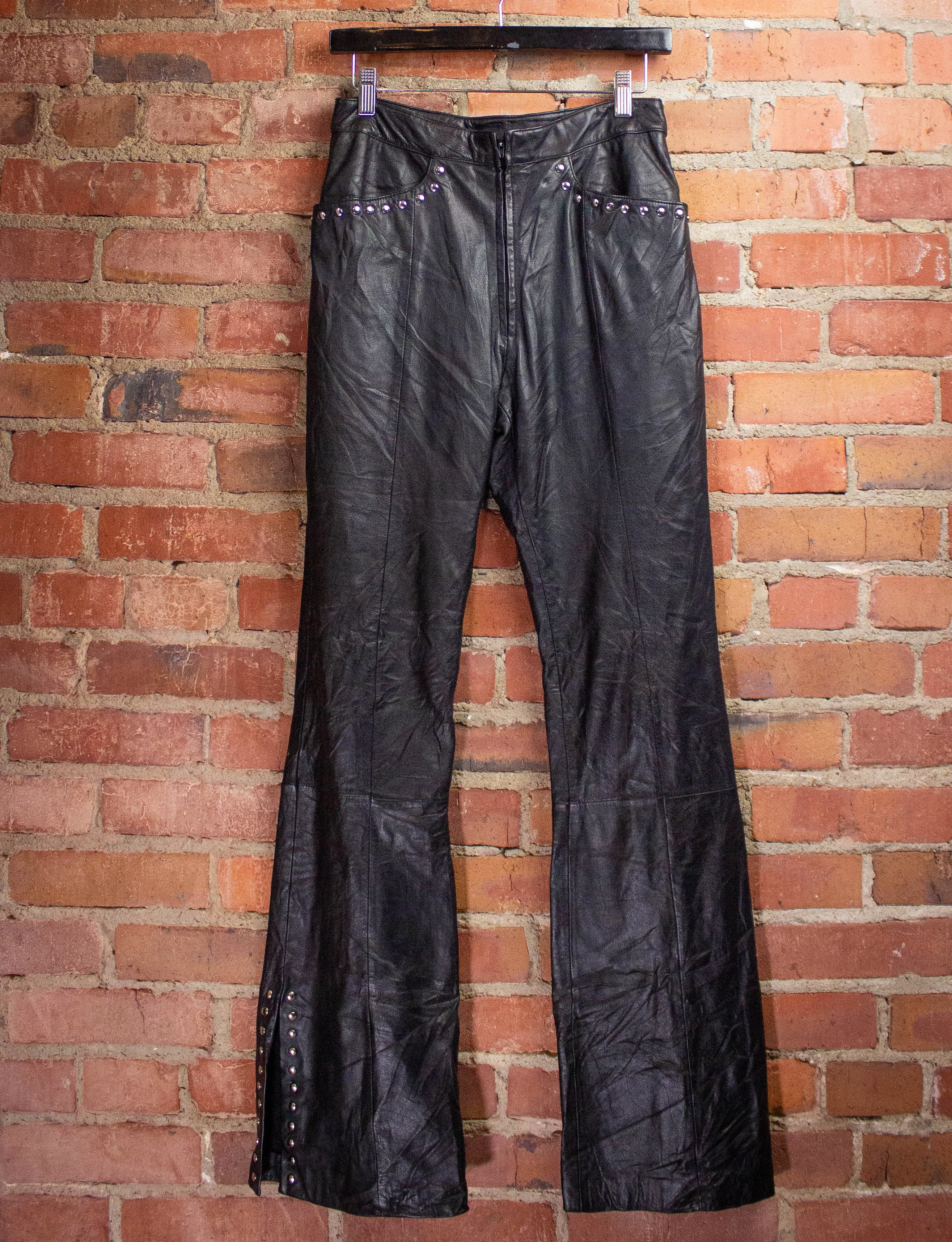 Vintage Black Studded Leather Pants 27W