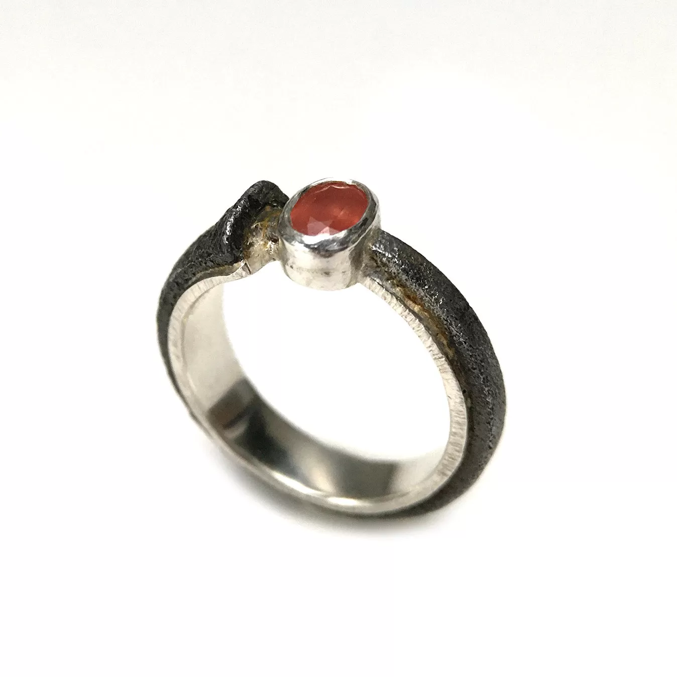 Vintage Nail Ring with Orange Sapphire