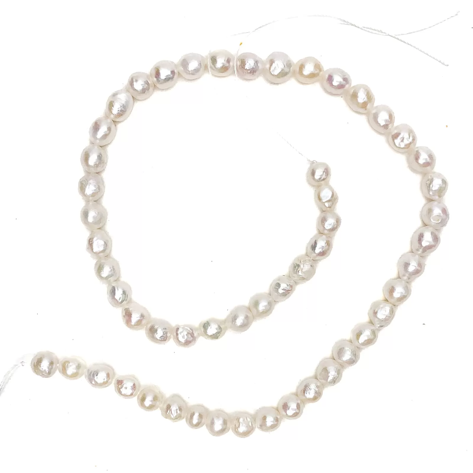 White Baroque Freshwater Pearl Bead Strand