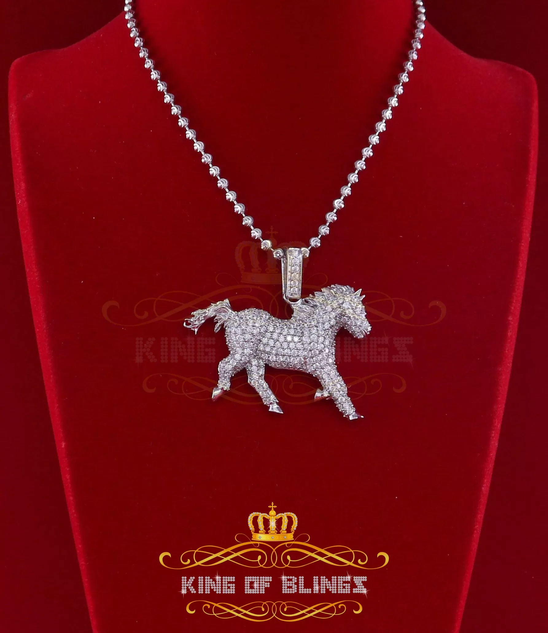 White Special 925 Sterling Silver Horse Shape Pendant with 8.30ct Cubic Zirconia