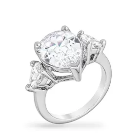 WildKlass Cubic Zirconia Pear Triplet Ring