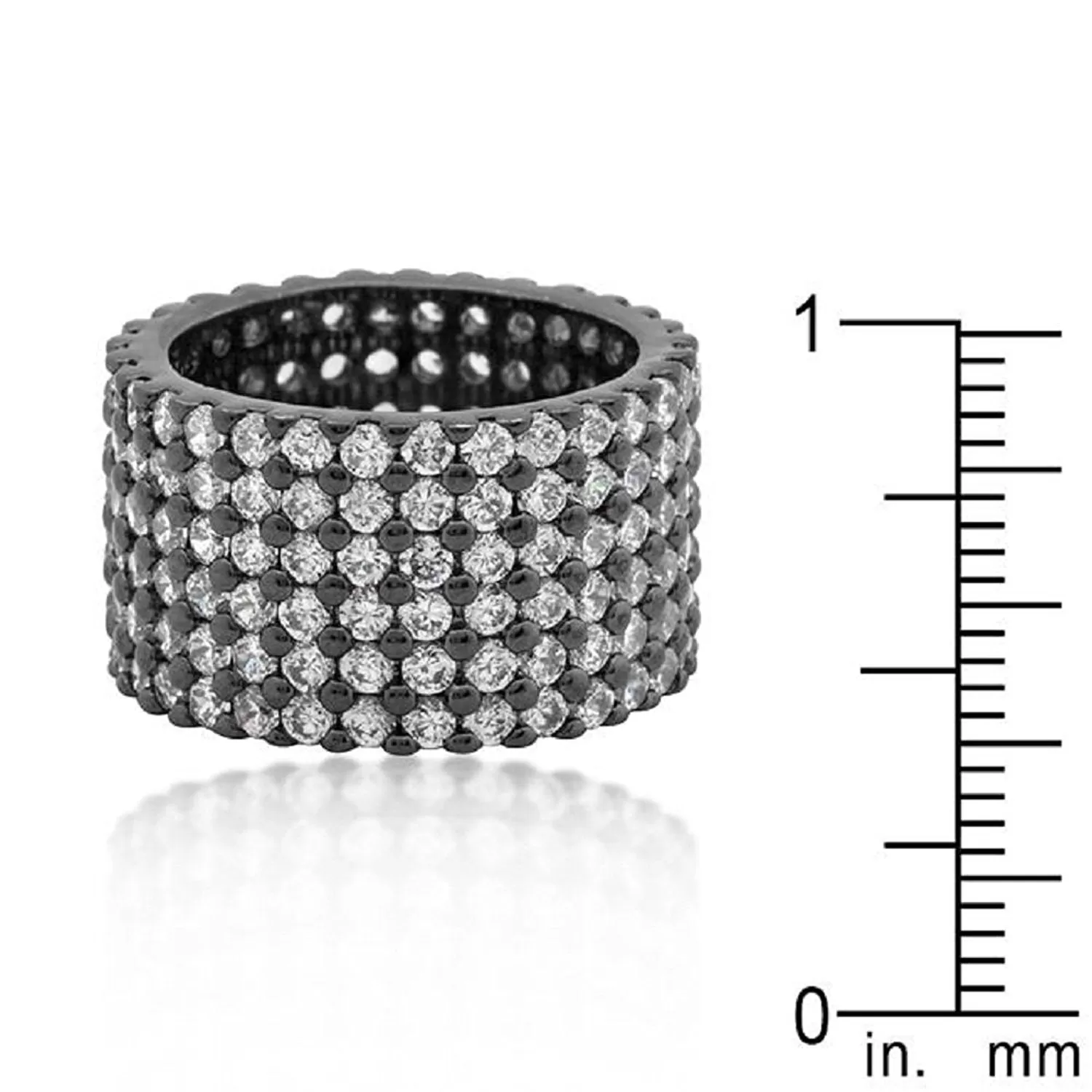 WildKlass Hematite Wide Pave Cubic Zirconia Ring