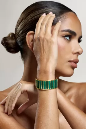 Yasmine | Jade Green Adjustable Gold Bangle